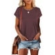 thumbnail image 1 of Puntoco Liquidación de blusas cortas para mujer, blusa de manga corta de color liso a la moda para mujer, camiseta informal con cuello redondo, 1 of 5
