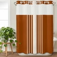 thumbnail image 3 of Burnt Orange Beige Striped No Hook Shower Curtain Waterproof,Bathroom Curtains with Snap in Liners and See Through Top Window,Modern Farmhouse Retro Lines Hotel Bathtub Curtains Shower 60"Wx72"L, 3 of 8