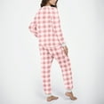 thumbnail image 5 of Mifsaly Womens Pajama Set Plaid Fuzzy Fleece Warm Pjs 2 Piece Long Sleeve Crewneck Thermal Sleepwear High Waist Cozy Pants with Pockets Lounge Matching Outfits Winter Homewear, 5 of 6