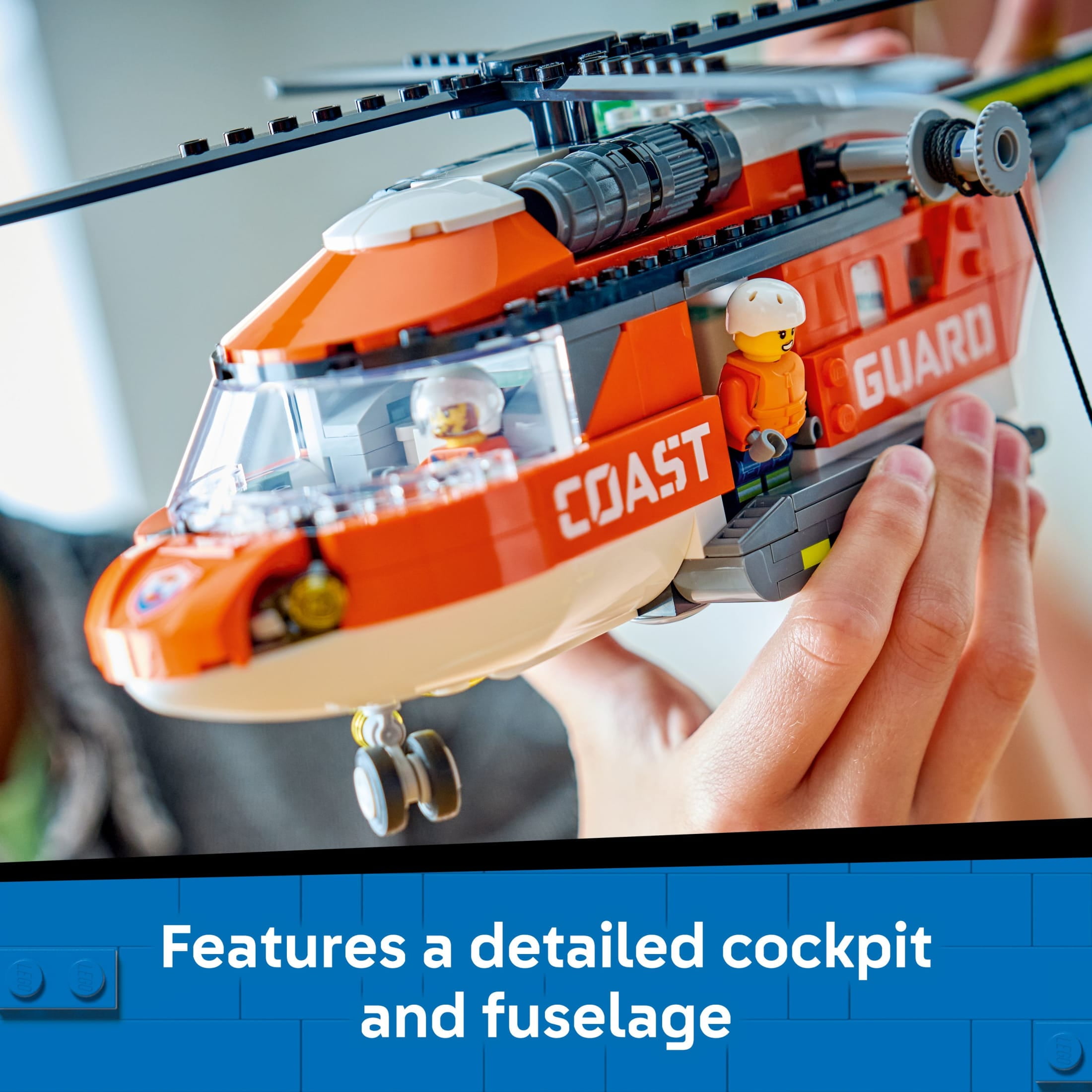 LEGO City Coast Guard Helicopter Building Toy for Kids - Pretend Play Emergency Response Set for Boys & Girls, Ages 7+ - Includes 4 Minifigures, Shark, & Rescue Pod - Gift Idea for Birthdays - 60503
