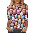thumbnail image 2 of Kctiaxy 3/4 Length Sleeve Womens tops Happy Easter Graphic Crew Neck T-Shirt Fashion Casual Loose Fitting Top Festival Pullover Tees, 2 of 6