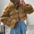 thumbnail image 1 of ICHUANYI Clearance Women's 2023 Winter Fleece Cropped Jacket Faux Long Sleeve Warm Outerwear Fall Clothes(Khaki, L) ICHUANYI WER2023081511001, 1 of 5