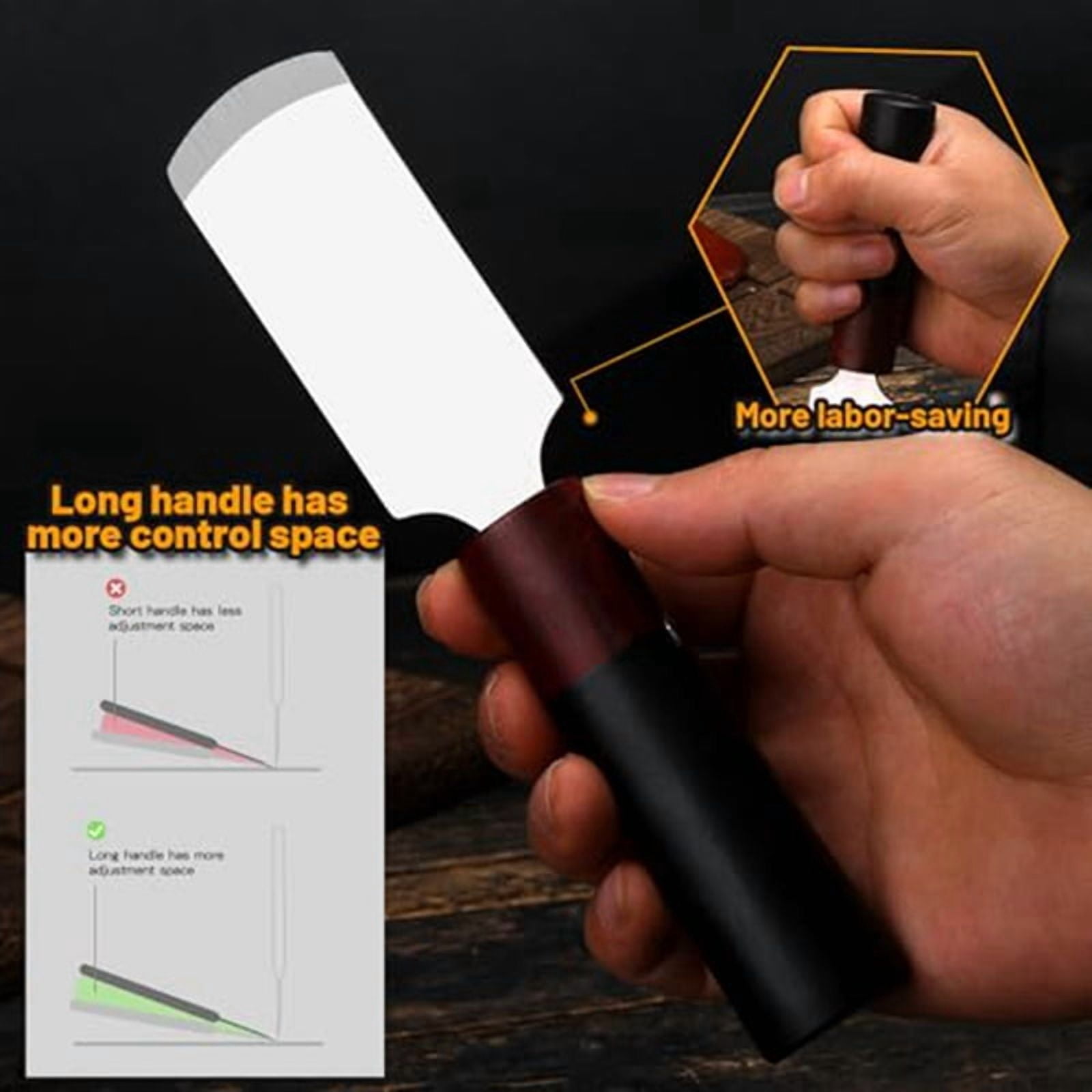 Leather Cutting Knife Leather Working Tools, Skiving Knife with Wooden Handle, Crafting Supplies Round