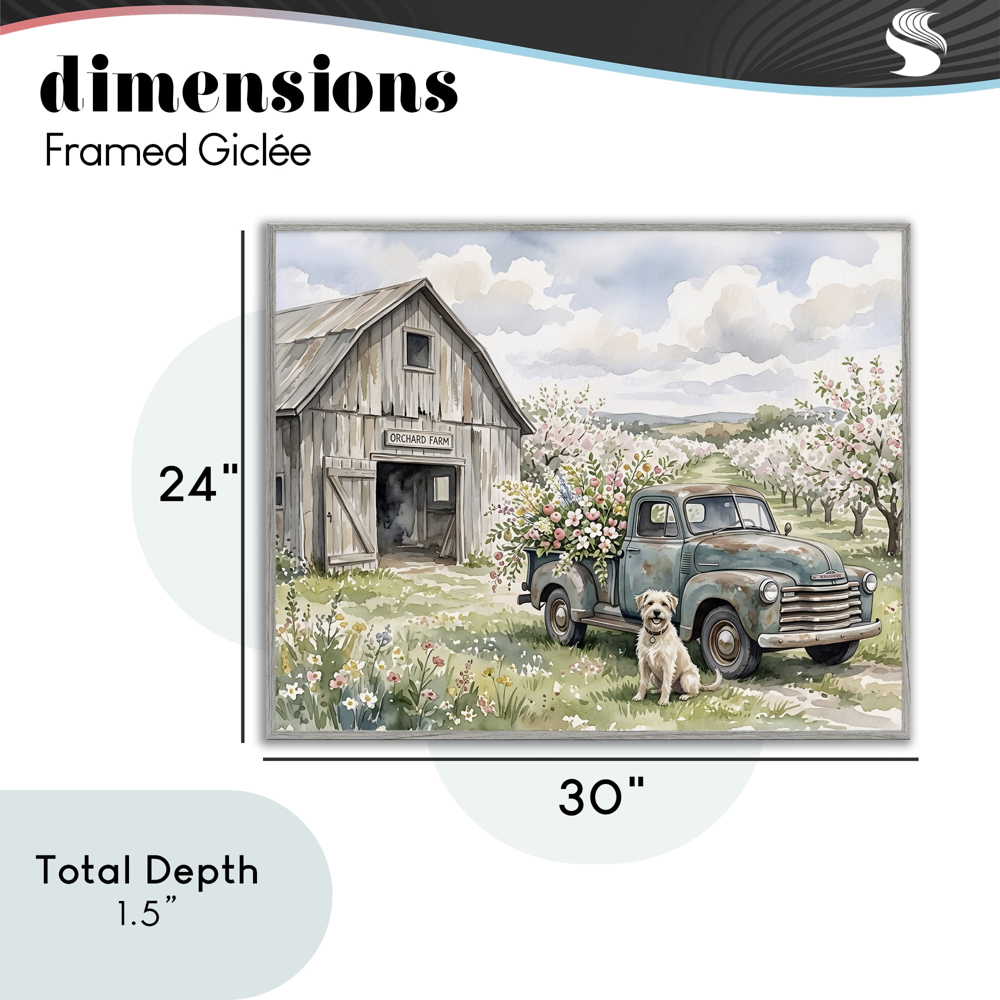 Stupell Industries Spring Orchard and Truck Gray Framed Giclee Art, design by Tabz Jones