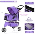 thumbnail image 6 of XF XINFENG 3 Wheeler Dog Stroller- Pet Stroller for Small Medium Dogs & Cats, Foldable Carrier Strolling Cart Pet Jogger with Zipper Door and Storage Basket-Purple, 6 of 8