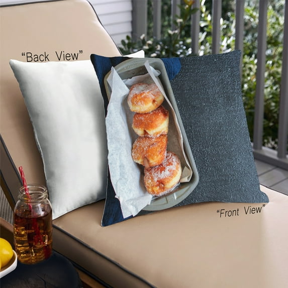 Ahgly Company Foods Donut Outdoor Throw Pillow, 18 inch by 18 inch