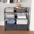 thumbnail image 4 of (4 pack) Mainstays 4 Shelf Closet Storage Organizer for Clothes with 2 Fabric Bins, Black, Metal Frame, 4 of 8