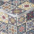 thumbnail image 4 of Moroccan Rectangle Pouf, Portuguese Azulejo Checkered Squares Colorful Pattern Floral Arrangement, Foot Stool for Living Room Office Ottoman with Cover, 25", Dark Blue Amber Red, by Ambesonne, 4 of 4