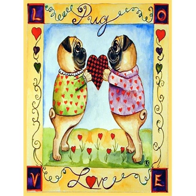 Carolines Treasures 7046CHF Pug Love Pug Drapeau Toile Taille Maison