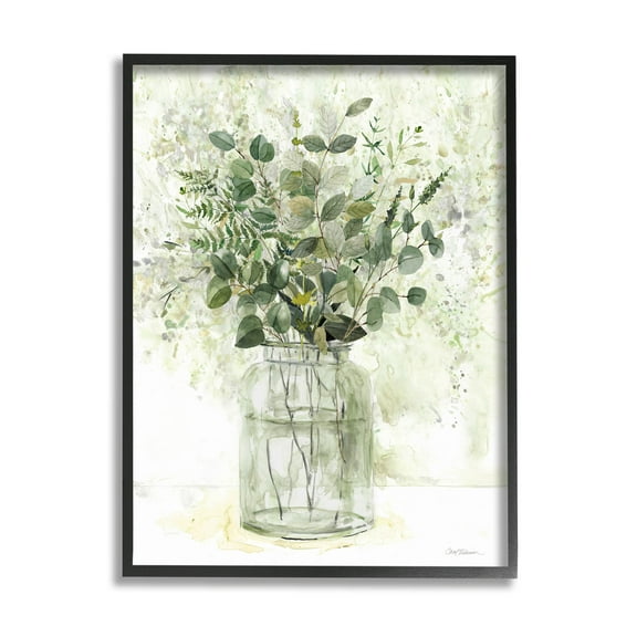 Stupell Industries Varied Herbal Botanical Arrangement Painting Black Framed Art Print Wall Art, Design by Carol Robinson