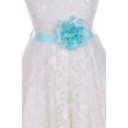 thumbnail image 3 of Flower Girl Dress Off White Dress Selection of Belt & Flower for Big Girl Aqua 10 JKS.1988B, 3 of 3