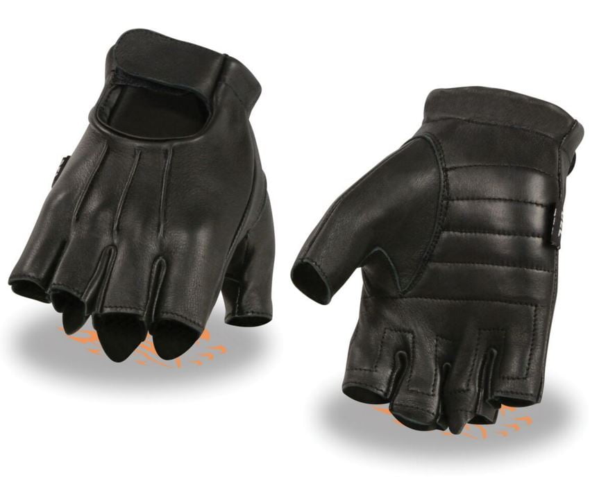 Milwaukee Leather Men's Welted Deerskin Fingerless Gloves w/ Gel Palm