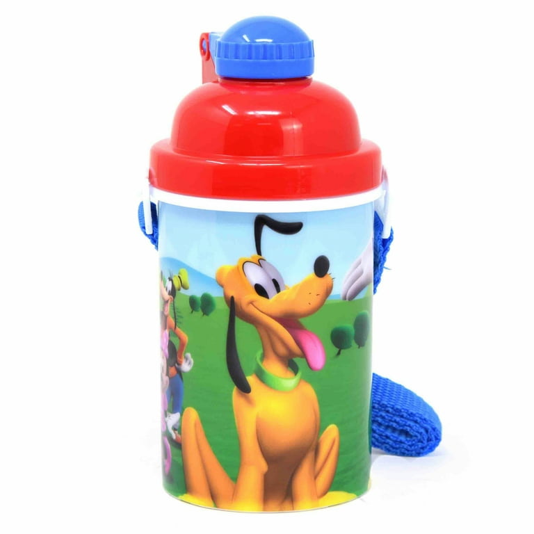 Disney Mickey Mouse Kids Water Bottle Canteen Pop Up Lid and Carrying Strap  12oz 