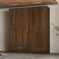thumbnail image 2 of Polifurniture Denmark 71 in. 5 Door Adult Armoire with 2 Drawers, Shelves & 2 Hanging Rods, Walnut, 2 of 8