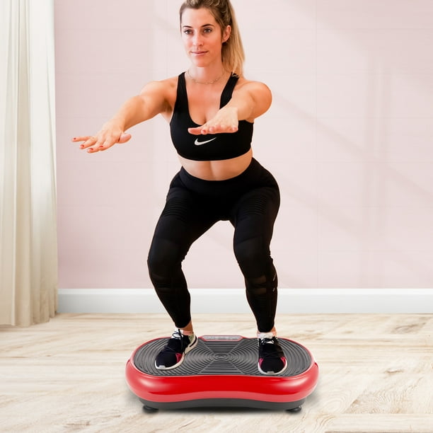 Vibration Plate Exercise Machine with Resistance Bands and Remote, Red 