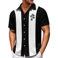 thumbnail image 2 of Lumtrix Mens Bowling Shirts Hawaiian Shirt Big and Tall Retro Button Up Vintage Guayabera Camp Shirt Printed Palmshadow Clothing Black L, 2 of 4