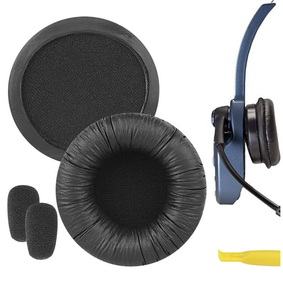 Geekria QuickFit Leatherette Replacement Earpads   Mic Foam Compatible with BlueParrott B250-XT Plus, B250-XT, B250-XTS, B250, B150 Headphones Mic Windscreen Foam Cover   Ear Cups (Black)