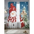thumbnail image 2 of Christmas Red Snowman Sheer Curtains 84 inches Long, Winter Snowflakes Tree Blue Ombre Light Filtering Sheer Window Curtains Rod Pocket Voile Drapes for Bedroom Living Room, 2 Panels 52"W x 84"L, 2 of 7