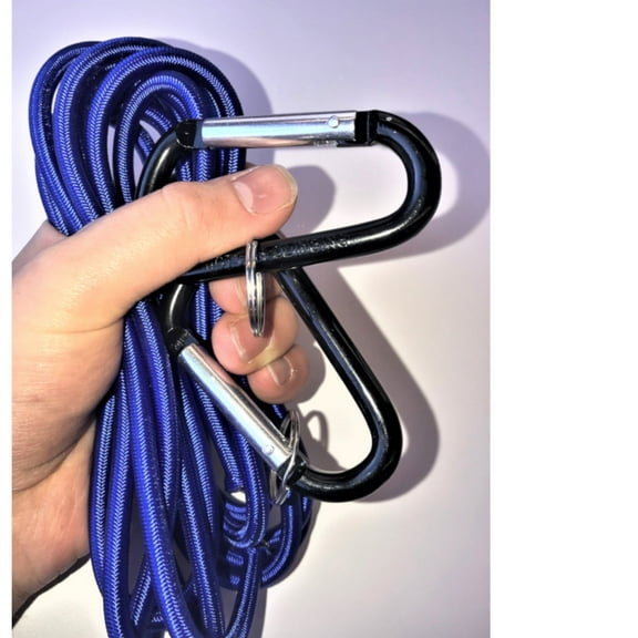 Paracord Planet - 1/4 Inch - Electric Blue Shock Cord X 25 Feet- Comes With Two Carabiners