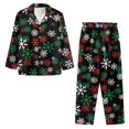 thumbnail image 3 of SCRAWLGOD Snowflake Print Black 2 Pieces Men's Pajama Sets with Pockets Man Pajamas Long Sleeve Notch Collar Button-Down Sleepwear Breathable Pj Set with Elastic Band, 3XL, 3 of 6
