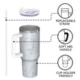 thumbnail image 4 of Floral 40oz Tumbler– Stainless Steel Insulated Tumbler with Handle and Straw, Large Capacity Travel Cup for Hot & Cold Drinks,Thanksgiving,Christmas, Spring,Flower, 4 of 6