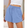 thumbnail image 4 of Women Sweat Shorts Casual Summer Comfy Lounge High Waisted Cotton Shorts with Pockets Light Blue XL, 4 of 6