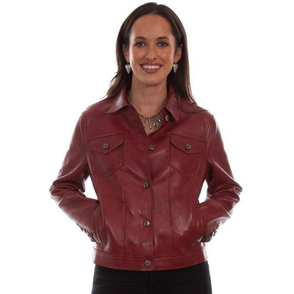 Scully L1031-97 XL Ladies Soft Lamb Jean Jacket, Red - Extra Large