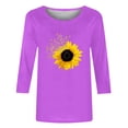 thumbnail image 4 of CEHVOM T-shirt Imprimé Mode pour Femmes Manches 3/4 Mi-Longues Blouse Col Rond Tops Décontractés Liquidation, 4 of 4