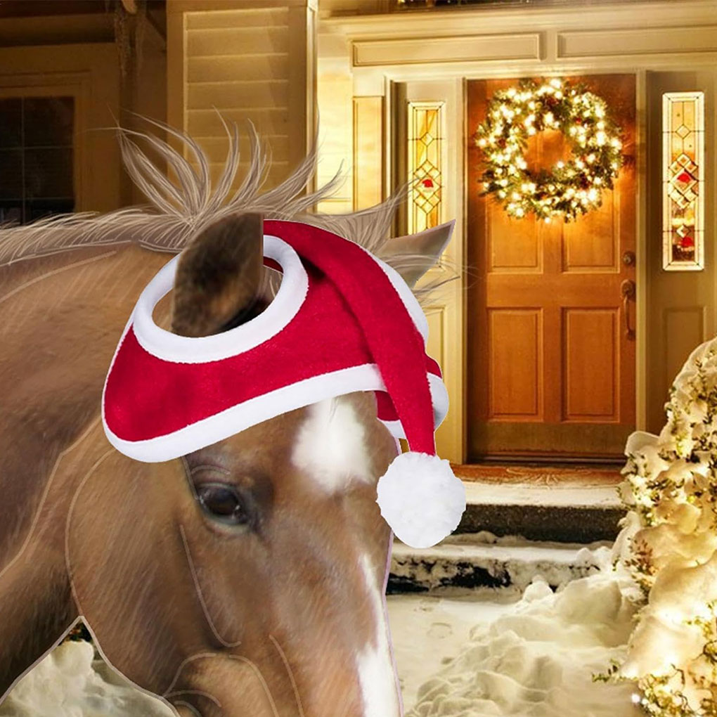 Chapeau De Noël Pour Cheval – Housse Décorative Flocons De Neige – Taille ~35x35 Cm – Matière Peluche Respirante