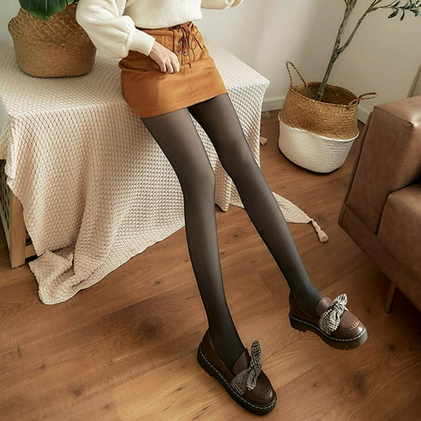 US Women Thermal Lined Translucent Pantyhose Winter Warm Fleece Tights  Stockings 