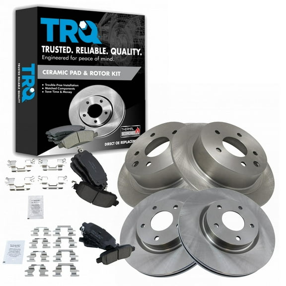 TRQ Front and Rear Brake Pad & Rotor Kit Brake Pads Brake Rotor Ceramic Fits Select 2013-2021 Nissan Altima