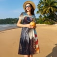thumbnail image 4 of Fotbe Bald Eagle Pilot Pattern Dress Casual Womens Fashion Short Sleeve Maxi Dress T Shirt Dress Striped Long Color Block Maxi Dress, 4 of 6