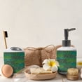 thumbnail image 5 of Ambesonne Floral Soap Dispenser & Toothbrush Holder Set, Curly Ornaments in Squares, 2 Pcs, Emerald Jade Green, 5 of 5