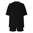 thumbnail image 3 of Viluyesy Round Neck T-Shirt and Shorts Set for Womens Solid Color Tops Elastic Waist Short Pants Tight Shirt and Shorts Sets Two PC Black Size XL, 3 of 8