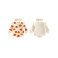 thumbnail image 2 of RUINIXCW Newborn Baby Girl My First Halloween Outfit Infant Baby Girl Fall Winter Clothes Bubble Romper Pumpkin Ghost Embroidery Ruffle Long Sleeve Bodysuit Headband Set, 2 of 9