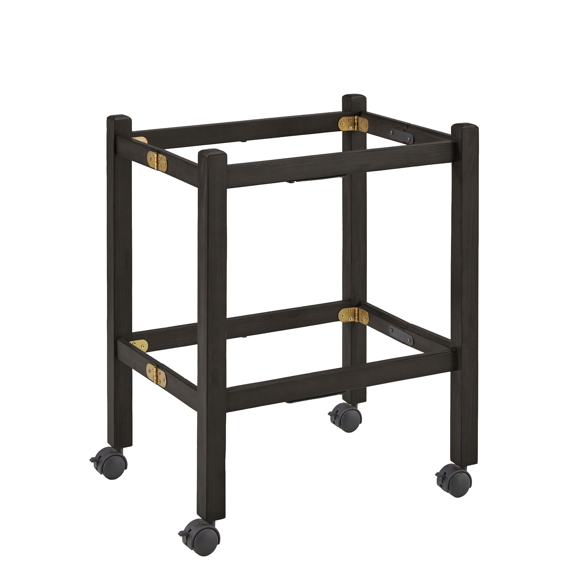 Weston Home Telluride Wood Finish Folding Bar Cart with Two Detachable Trays, Black Finish