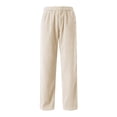 thumbnail image 4 of CPNG Teenagers Boys Straight Wide Leg Pants Drawstring Elastic Waist Corduroy Loose Boys' Pants Sweatpants(Beige,7-8 Years), 4 of 7