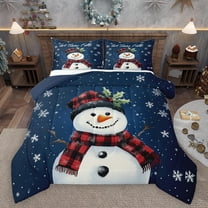 Homewish Christmas Snowman Bedding Comforter Set,Xmas Tree Red Berry Twin Comforter Sets,Happy New Year Bedding Set For Girl Boys,Super Cozy Room Decor Reversible,2-Piece