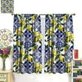 thumbnail image 5 of Classic Blue Tiles Lemon Curtain, Rustic Summer Fruit Chic Curtains for Kitchen Farmhouse Living Room Bathroom 42" W X 63" L, 5 of 6