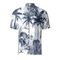 thumbnail image 2 of Playeras Camisa de vacaciones en la playa Camisa de cuello con botones en los puños para hombre (Blue, XXL), 2 of 4