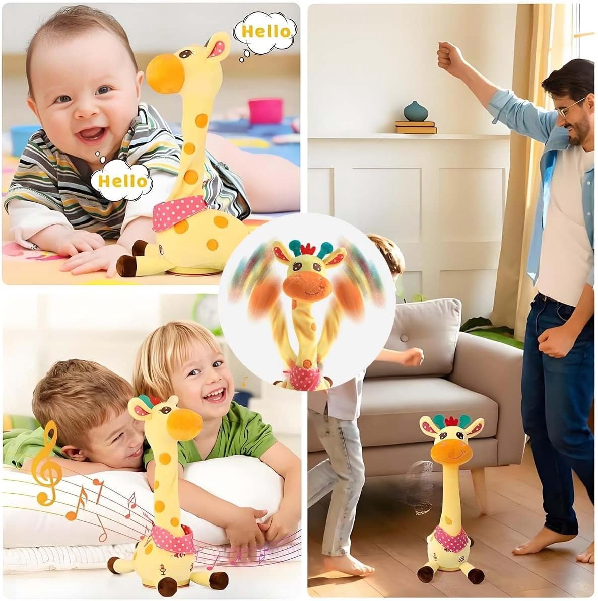 Girafe Interactive Qui Danse Et Parle - Douce Peluche Avec Imitation Vocale, Chansons, Volume Réglable, Cadeau Bébé 3 Mois+