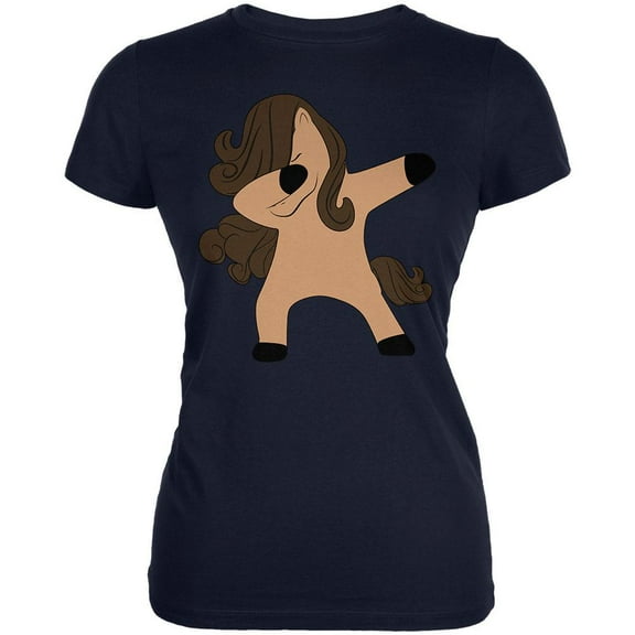 Dabbing Horse Juniors Soft T Shirt Navy SM