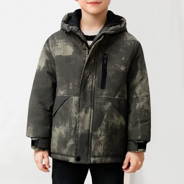 Parkas de manga larga, chaqueta con capucha y bolsillos para niños de tallas medianas y grandes, chaqueta tipo cárdigan.