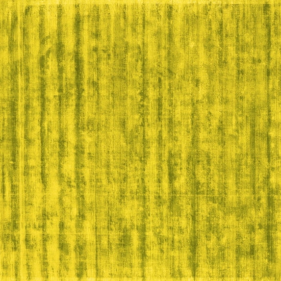 Ahgly Company Machine Washable Indoor Square Abstract Yellow Contemporary Area Rugs, 3' Square