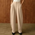 thumbnail image 3 of cocolona Womens High Street Dress Pants Elastic Waist Curved Wide Leg Business Casual Work Pants with Pockets, 3 of 4