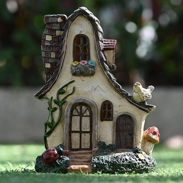 Accesorios de resina de jardín de hadas en miniatura Suministros de jardín de hadas Dercoration para tejado de porche de césped al ai Hugo estatuilla de casas de hadas