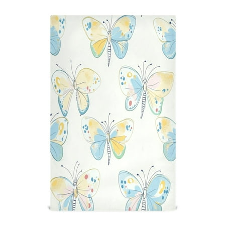 

Multi-Purpose Kitchen Towels 28x18 Inch Dishcloths with Hanging Loop Decorative and Practical Towels for Kitchen Dining Pink and Blue Butterfly