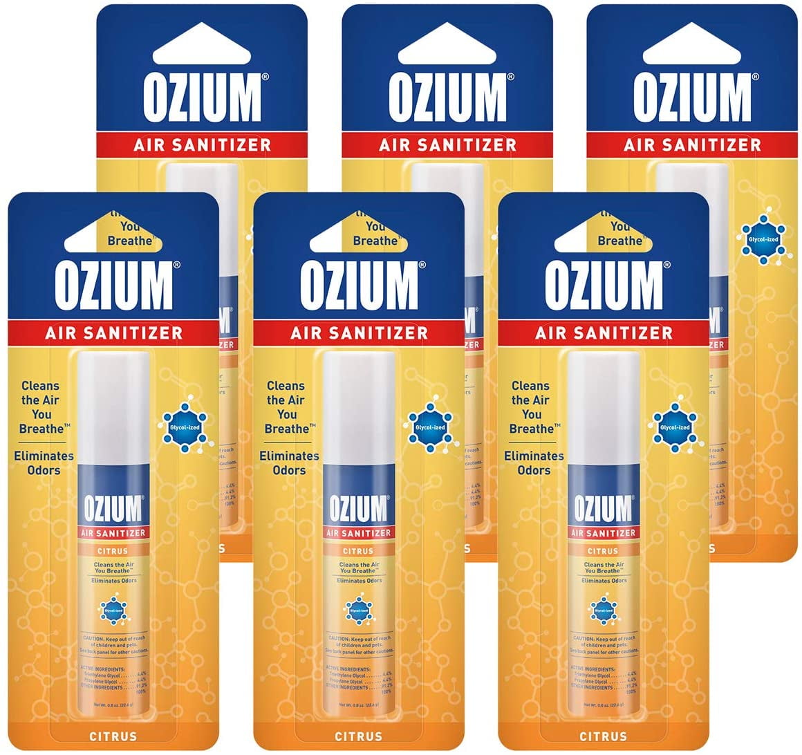 Ozium 0.8 oz. Air Sanitizer & Odor Eliminator for Homes Cars Citrus Scent, 6Pack