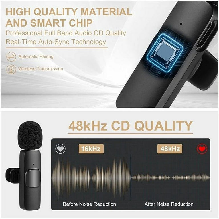 Bluetooth Mini Microphone Wireless Lavalier Noise Reduction
