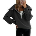 thumbnail image 2 of IROINNID Fall Sweatshirt for Women Zip Up Collar Long Sleeve Pullover Casual Loose Tops Pullover,Black, 2 of 8